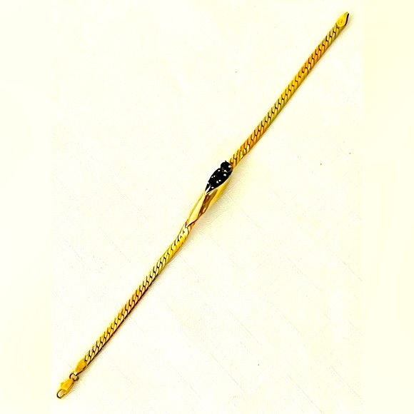 Bracelet~Italy 14K & 3~Garnets / Stamped / Vintage - Picture 1 of 16